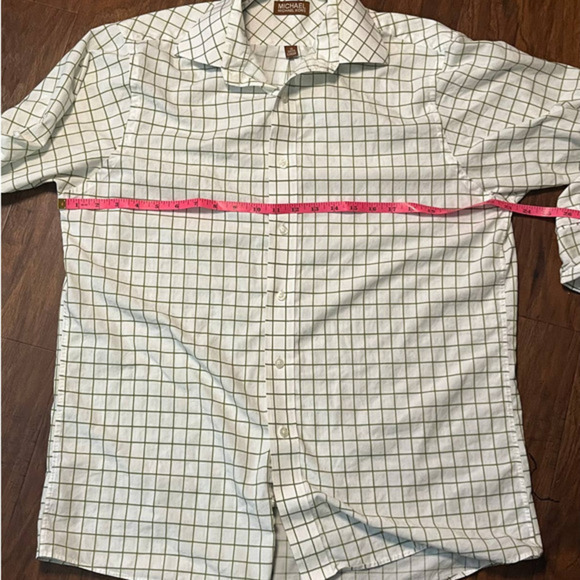 Michael Kors Green and White Plaid Button Down size Large - Picture 6 of 7